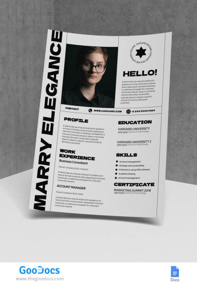 Harvard University Resume Template