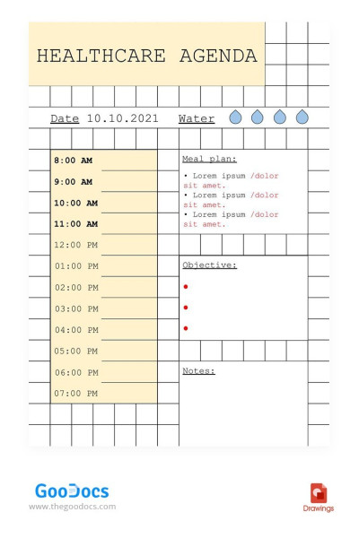 Agenda de cuidados de saúde Modelo