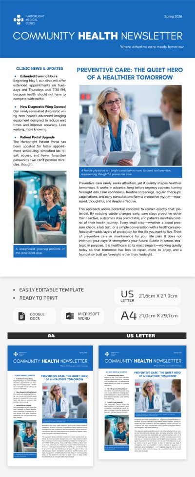 Esempio di Newsletter della Clinica Sanitaria – Modello Editabile Modello