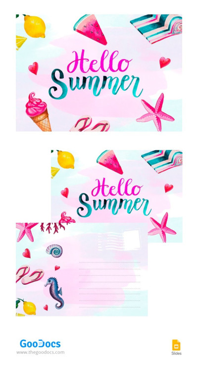 Hello Summer Postcard Template