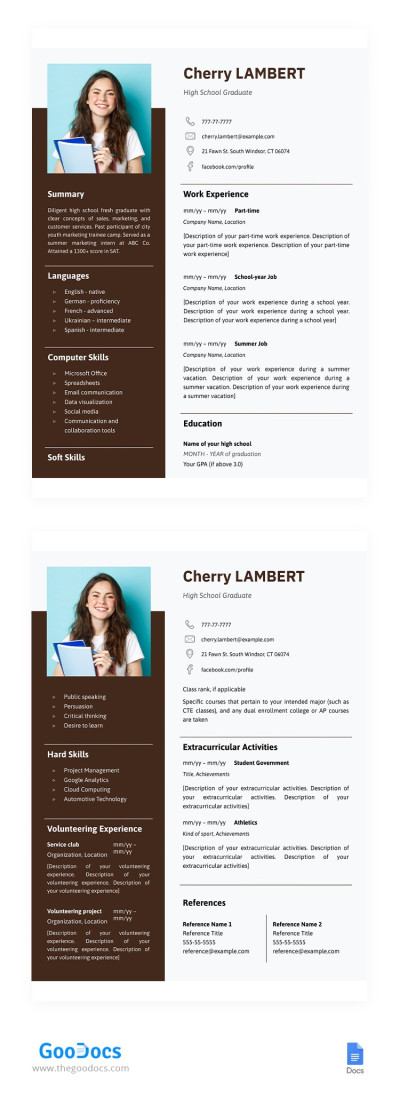 High School Graduate Resume Template