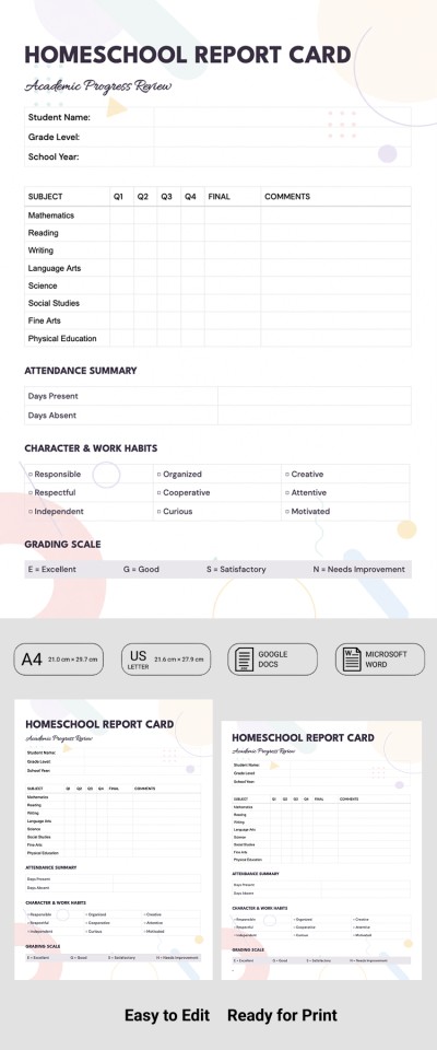Homeschool Report Card Template Template