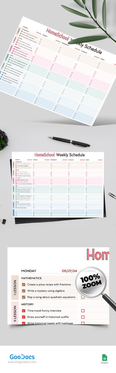 Homeschool Weekly Schedule Template