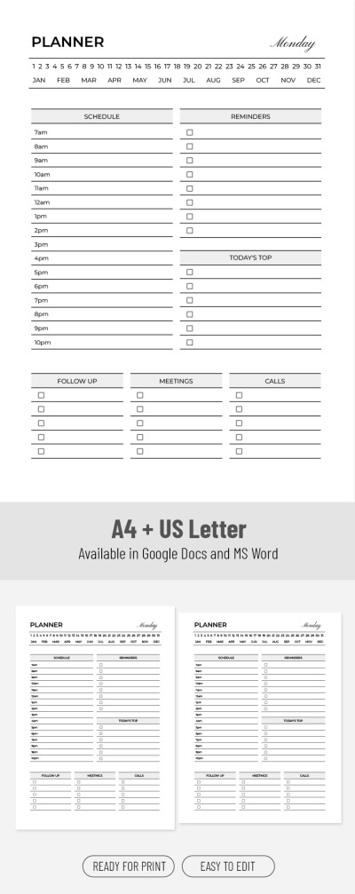 Hourly Day Planner Template Template