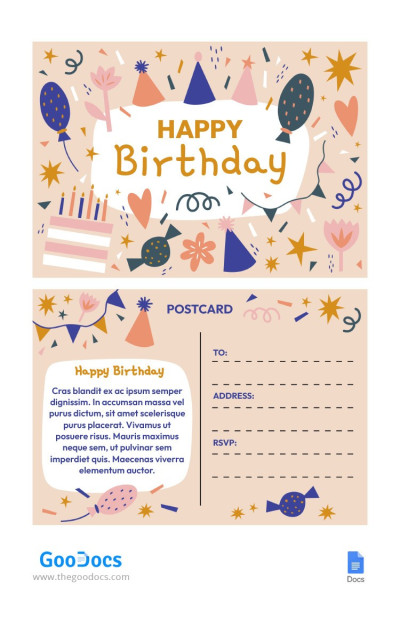 Cartolina di compleanno illustrata Modello