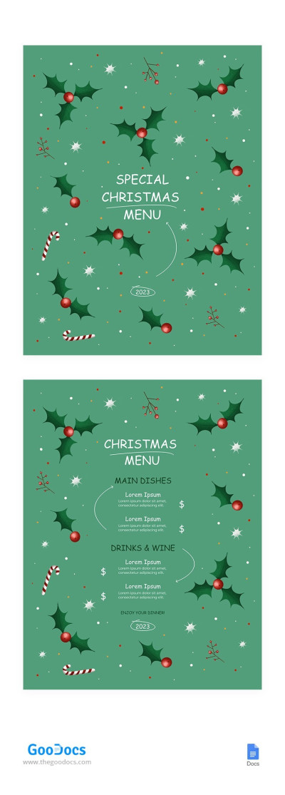 Menu de Natal ilustrado Modelo