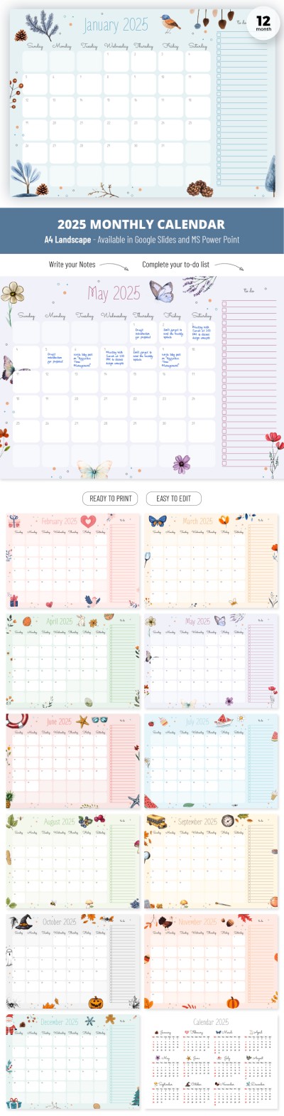 Illustrated Monthly Calendar Template