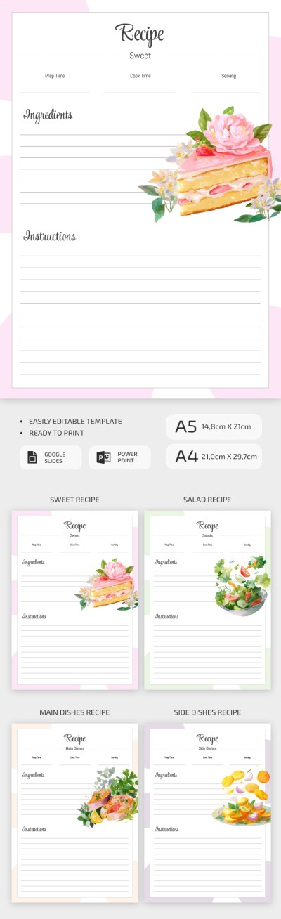 Illustrated Recipe Page Template
