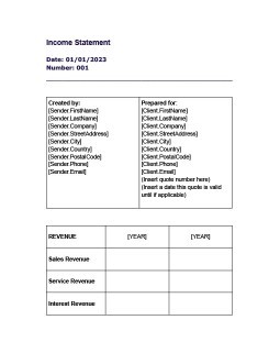 Minimalistic Income Statement Template