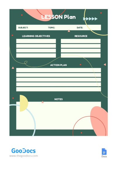 Free Interesting Green Lesson Plan Template | thegoodocs.com