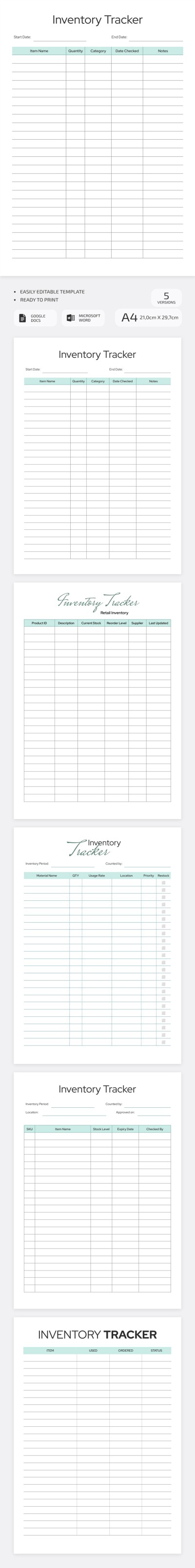 Inventory Tracker Checklist Template Template