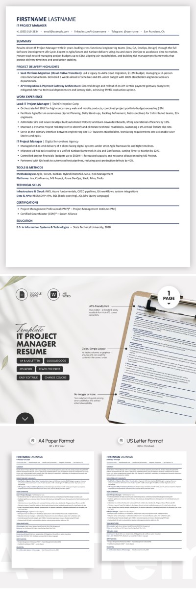 Modello di curriculum per IT Project Manager Modello