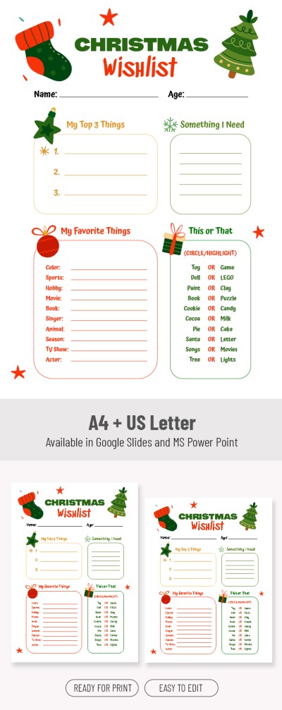 Kids Christmas Wish List Template Template