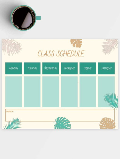 Kids Class Schedule Template