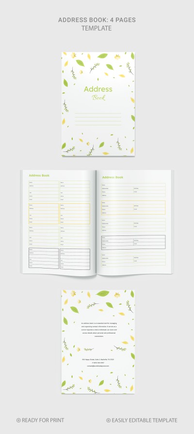 Large Print Address Book Template