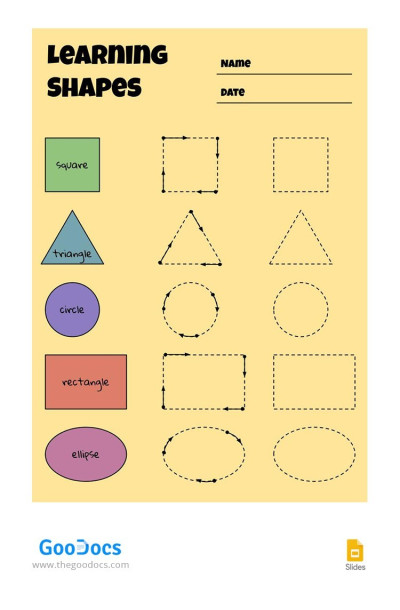 Planilha de Aprendizagem de Formas. Modelo