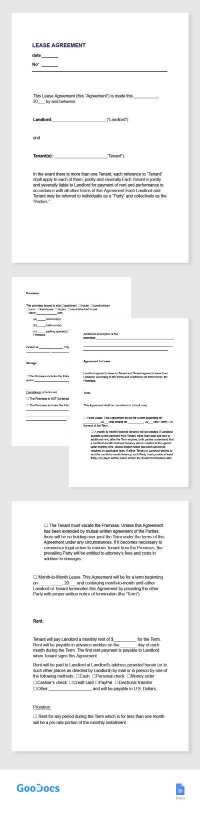 Free Lease Agreement Templates in Google Docs and Microsoft Word ...