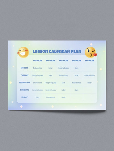 Plan de calendario de lecciones Decoración del salón de clase Plantilla