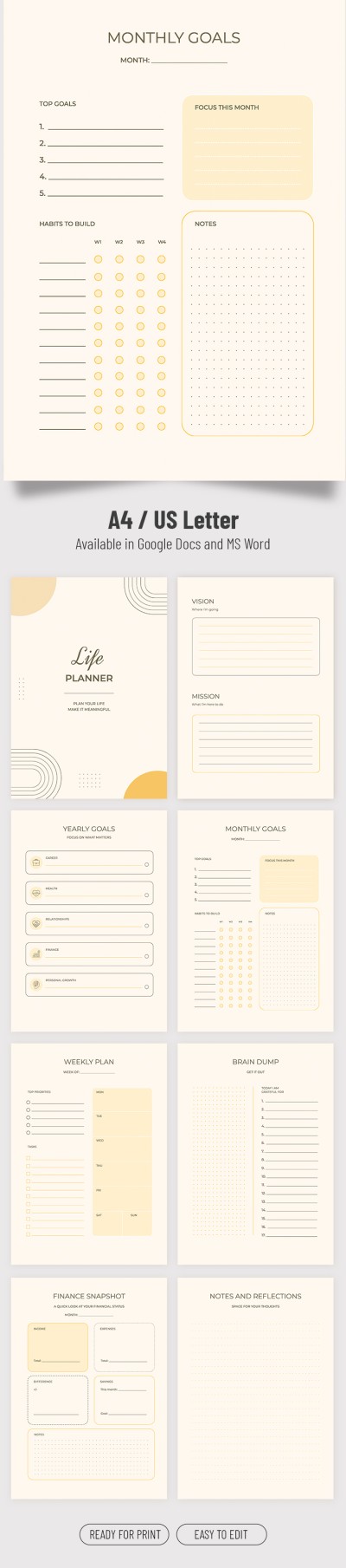 Life Planner Template Template