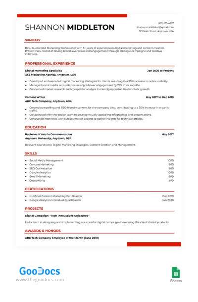 Currículum compatible con ATS Plantilla