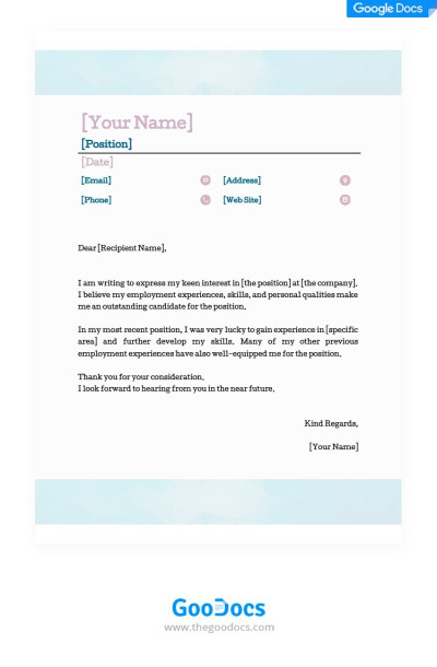 Light Cover Letter Template