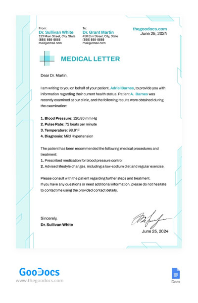 Light Minimalistic & Linear Medical Letter Plantilla