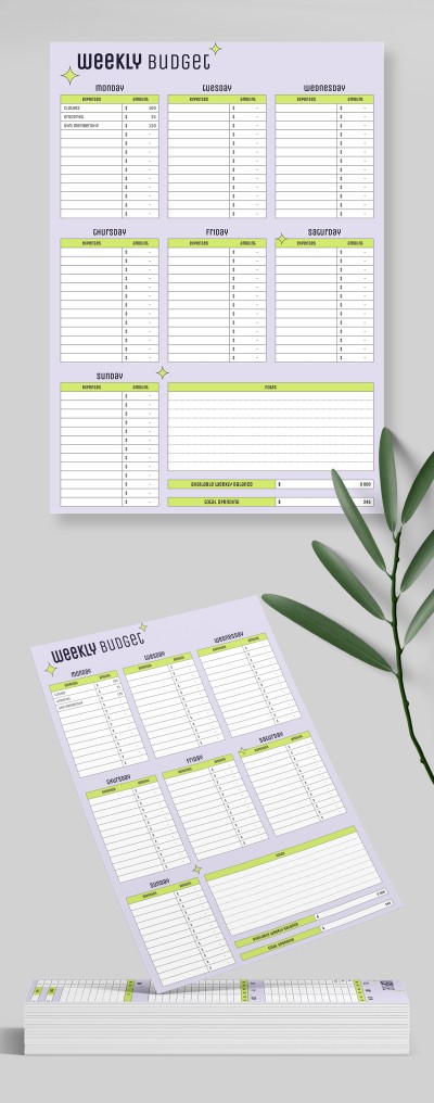 Lilac Weekly Budget Template