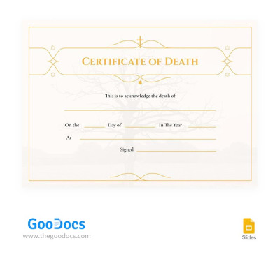Lines Yellow Death Certificates Template