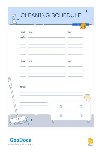 White Apartment Cleaning Schedule Template