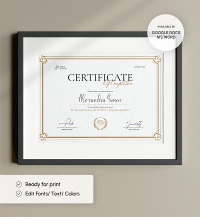 Certificate of Completion Template