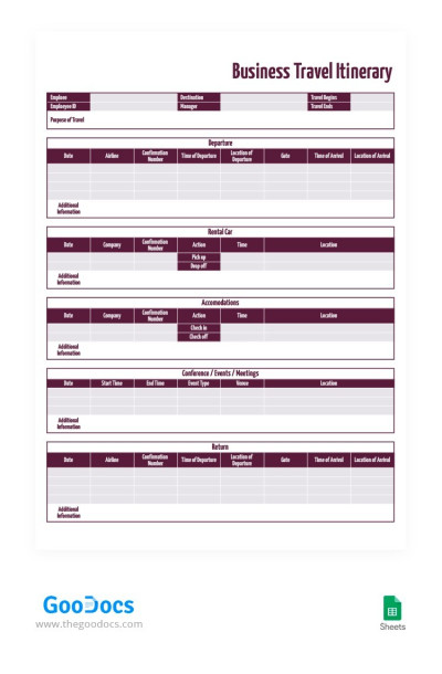Itinerario de viaje de Magenta Business Travel