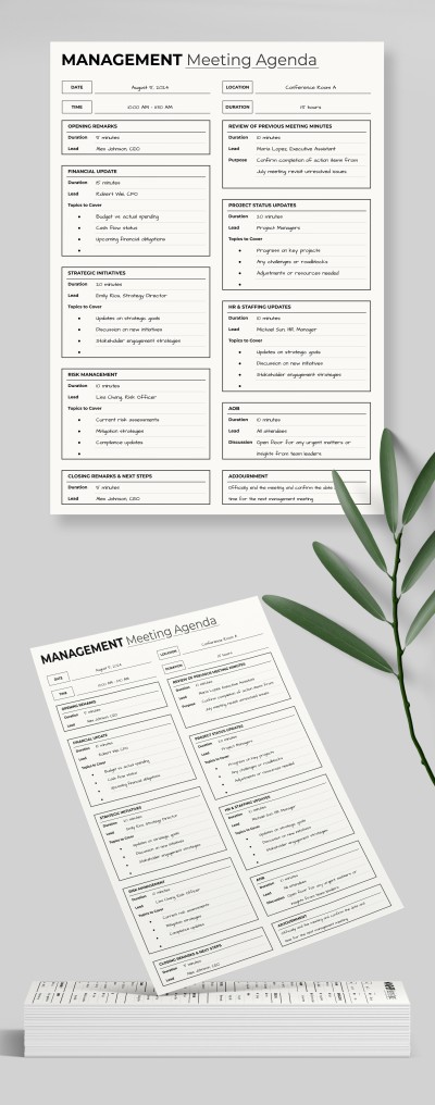 Management Meeting Agenda Template