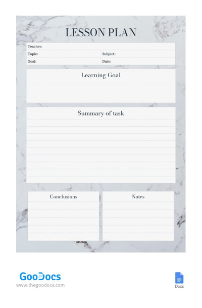 Marble Lesson Plan Template