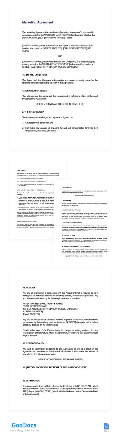 Marketing Agreement Template