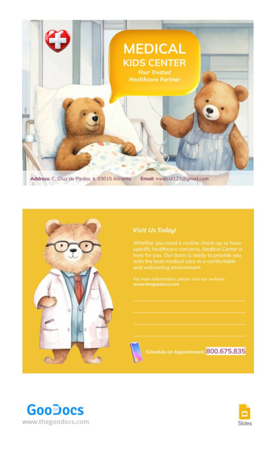 Tarjeta postal de niños médicos Plantilla