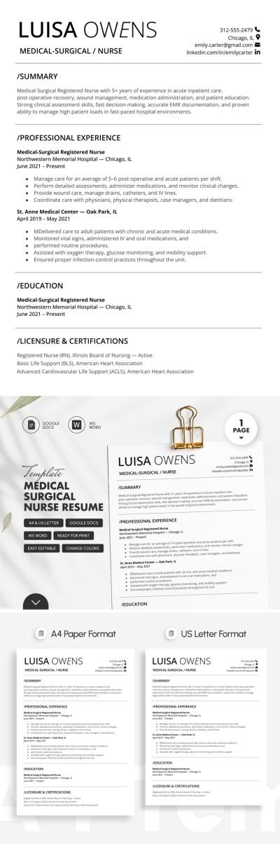 Modelo de Currículo de Enfermeiro Cirúrgico Médico Modelo