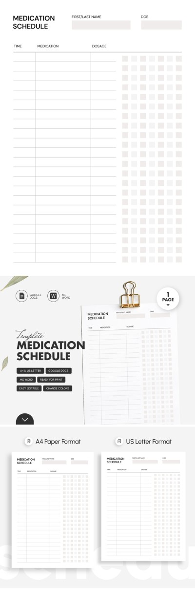 Printable Medication Schedule Template