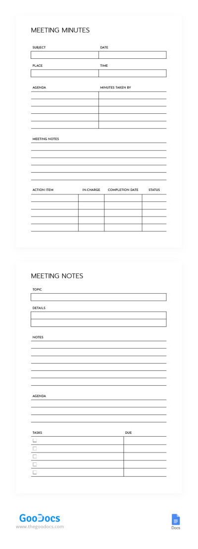 Simple Meeting Minutes Note Template