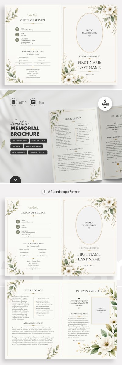 Memorial Brochure Template Template