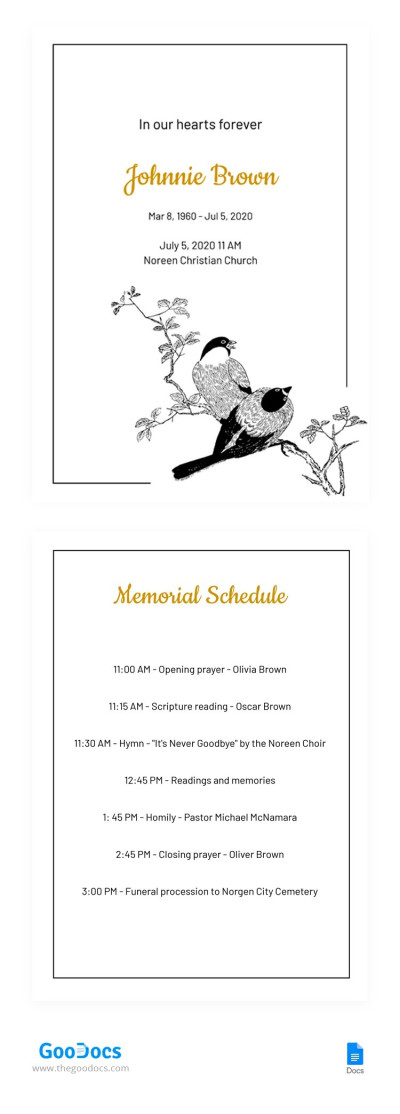 Minimal Funeral Program Template