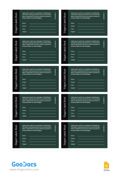 Minimal Green Labels Book Template