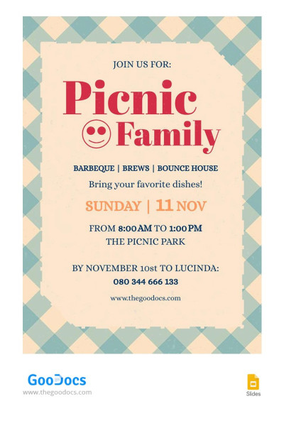 Invitación de picnic minimalista y vintage Plantilla