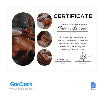 Certificado de Massagem Minimalista Modelo