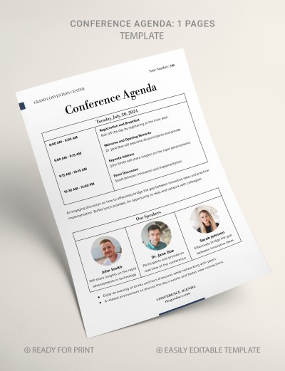 Agenda da Conferência Minimalista Modelo