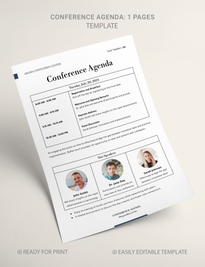 Minimalistische Konferenzagenda Vorlage