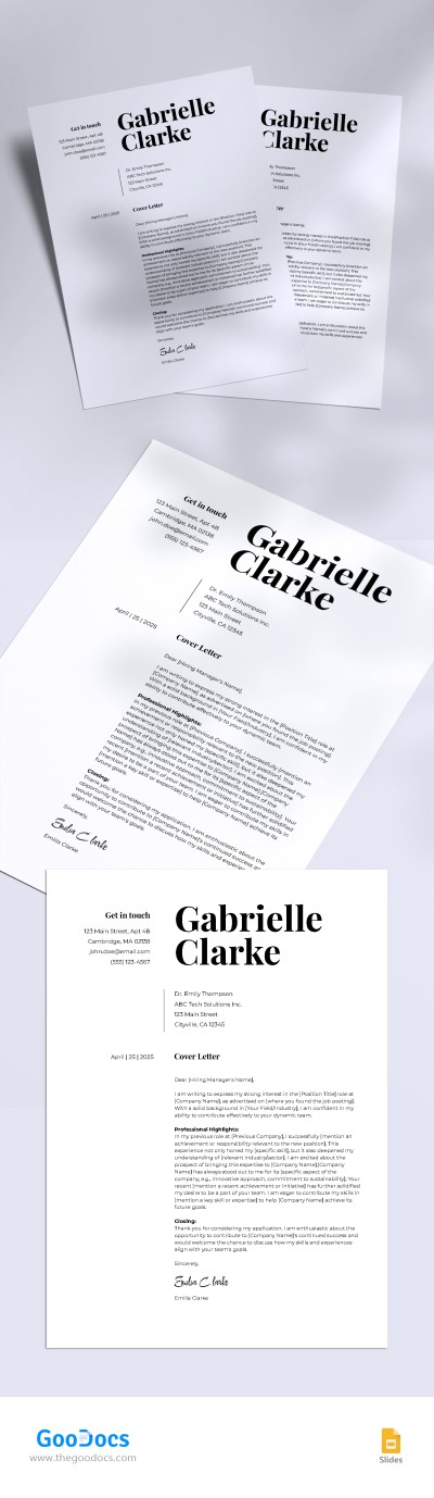 Minimalist Resume Cover Letter Template