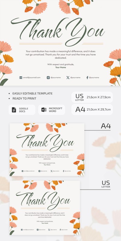 Minimalist Dankeschön-Notiz-Vorlage - Druckbar & Editierbar Vorlage