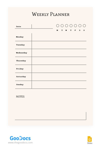 Planejador semanal minimalista Modelo