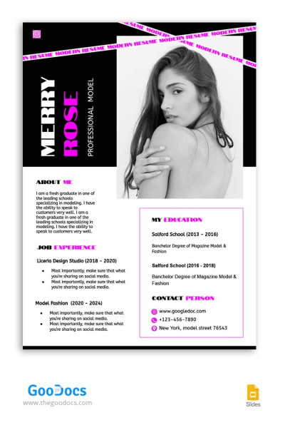 Acting And Modeling Resume Template