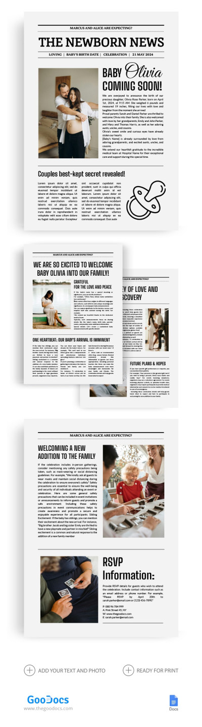 Baby Announcement Newspaper Template